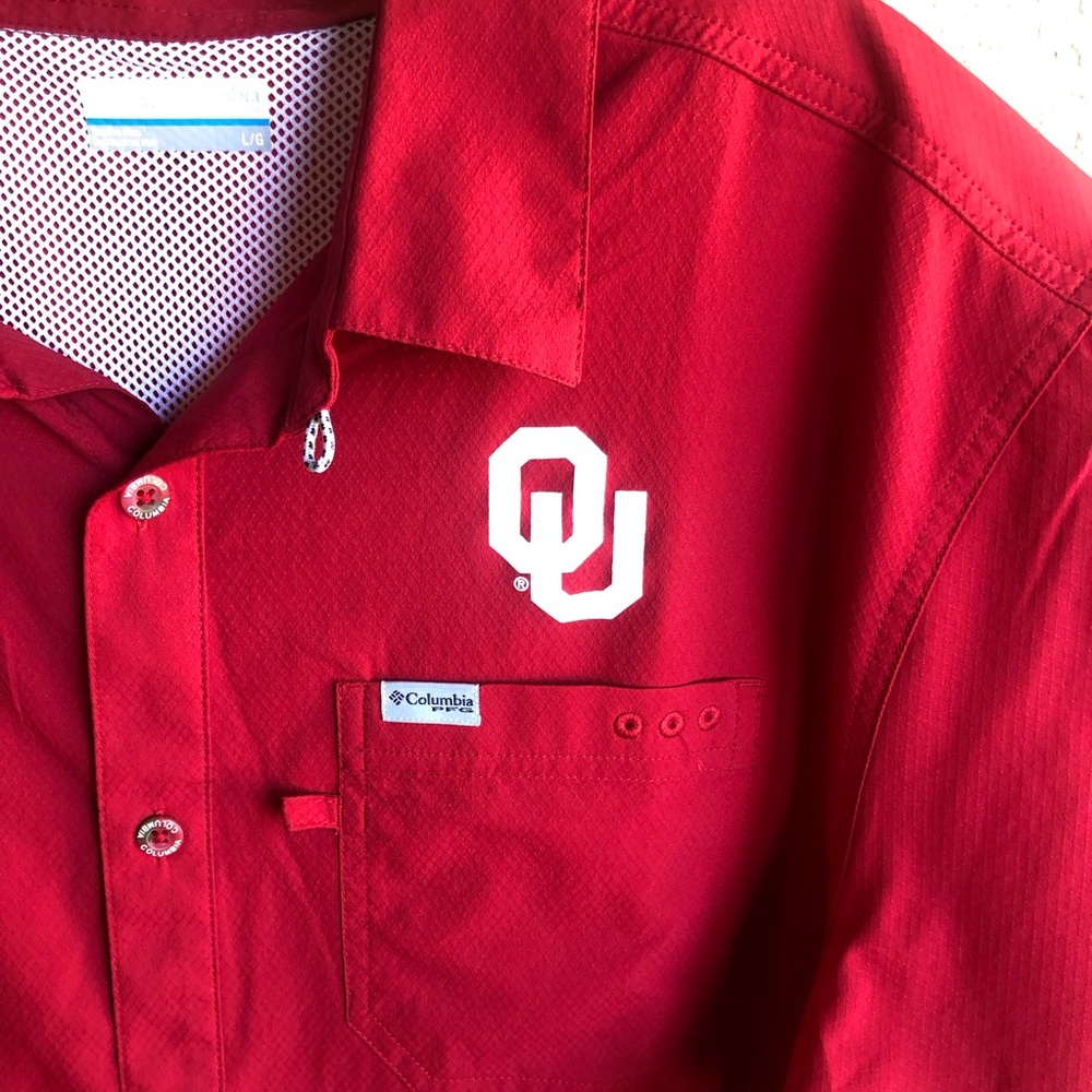 Columbia PFG Oklahoma Sooners Fishing Shirt Size L - Picture 2 of 7